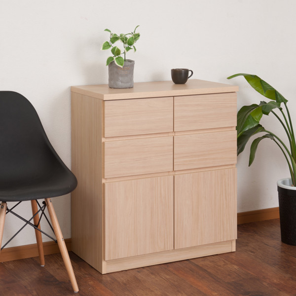 キャビネット 3段 スクエアキャビネット ロータイプ 引出し 幅70cm