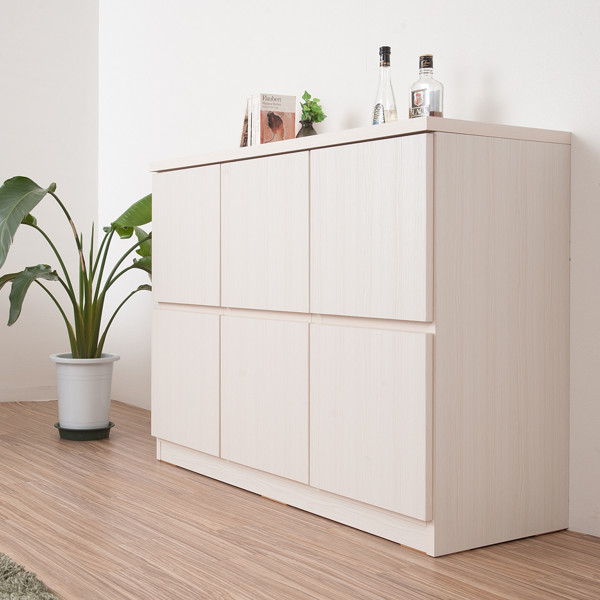 キャビネット 2段 スクエアキャビネット ロータイプ 板扉 幅104.5cm