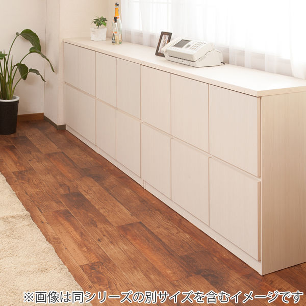 キャビネット 2段 スクエアキャビネット ロータイプ 板扉 幅104.5cm