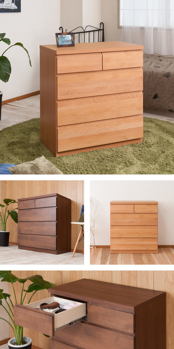 天然木 チェスト アルダー材 チェスト 4段 天然木 アルダー材 幅80cm （ 衣類収納 タンス 収納