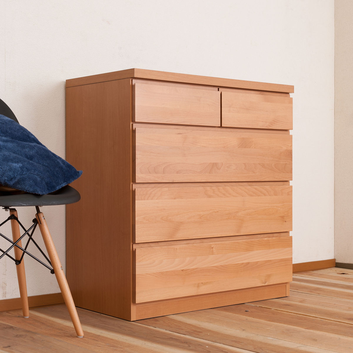 チェスト 4段 天然木 アルダー材 幅80cm （ 衣類収納 タンス 収納