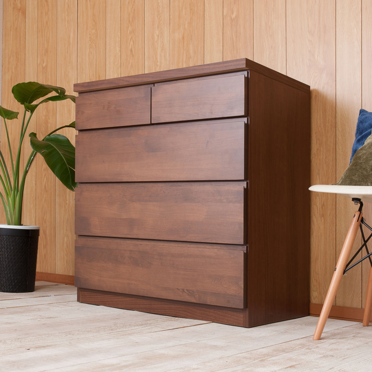 チェスト 4段 天然木 アルダー材 幅80cm （ 衣類収納 タンス 収納