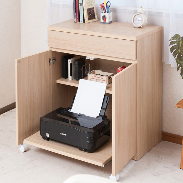 キャビネット パソコンデスク 収納棚 木目調 約幅70cm （ 完成品 国産