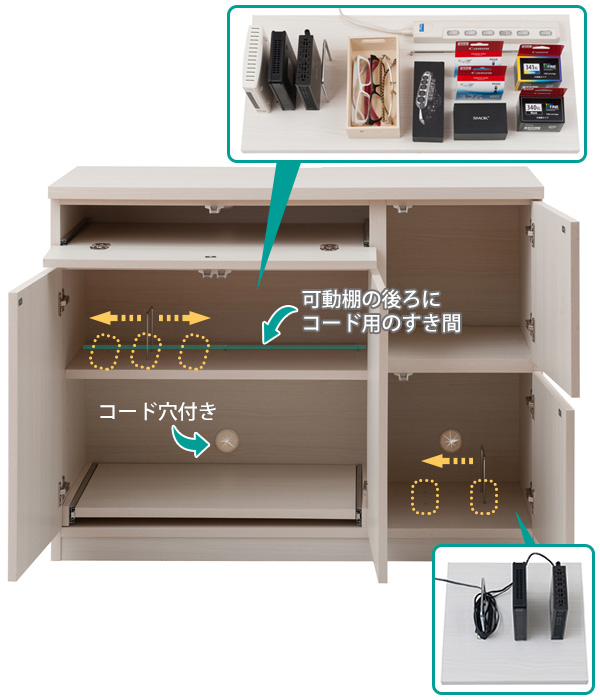 キャビネット パソコンデスク 収納棚 木目調 ...の詳細画像5