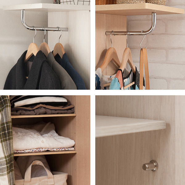 NASA ハンガーラック ミラー付き ダブル 収納ロッカー キャスター付 約