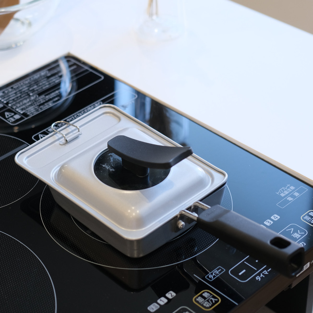 パール金属 卵焼き器 13×14cm IH対応 ガラス蓋付き 2点セット チーノ