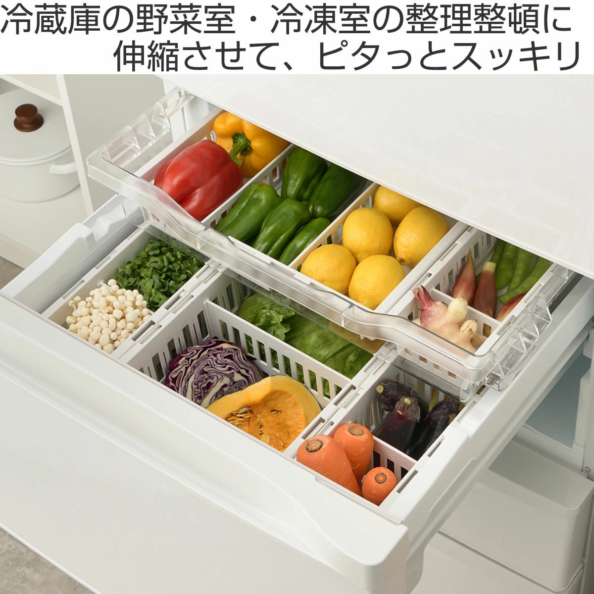 リッチェル（Richell） 冷蔵庫収納 4点セット トトノ 野菜室 冷凍庫