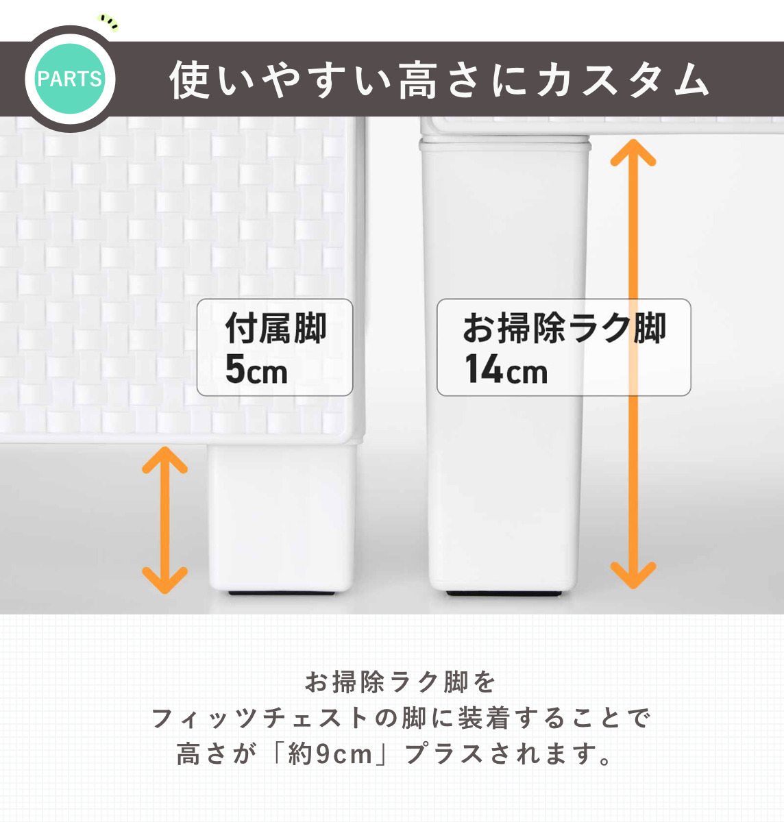Fits チェスト お掃除ラク脚付き フィッツチェスト 6505 5段 幅65×奥行