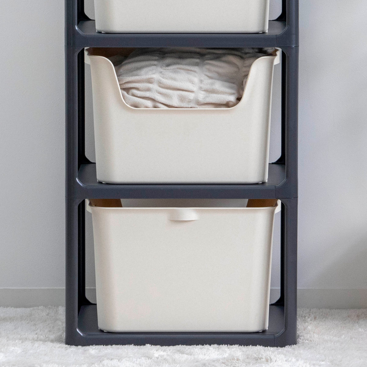 SANKA ラック 3段 収納ボックス付き カタス 組立品 日本製