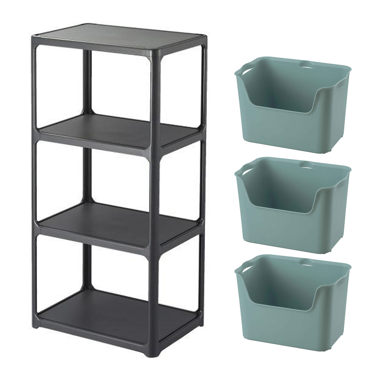 SANKA ラック 3段 収納ボックス付き カタス 組立品 日本製