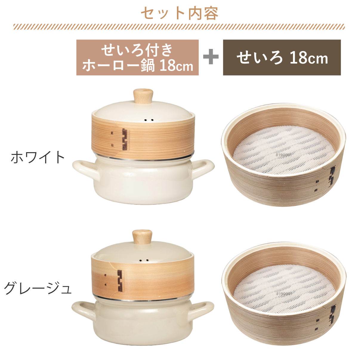富士ホーロー せいろ付きホーロー鍋 2段 18cm IH対応 ホーロー蓋付き