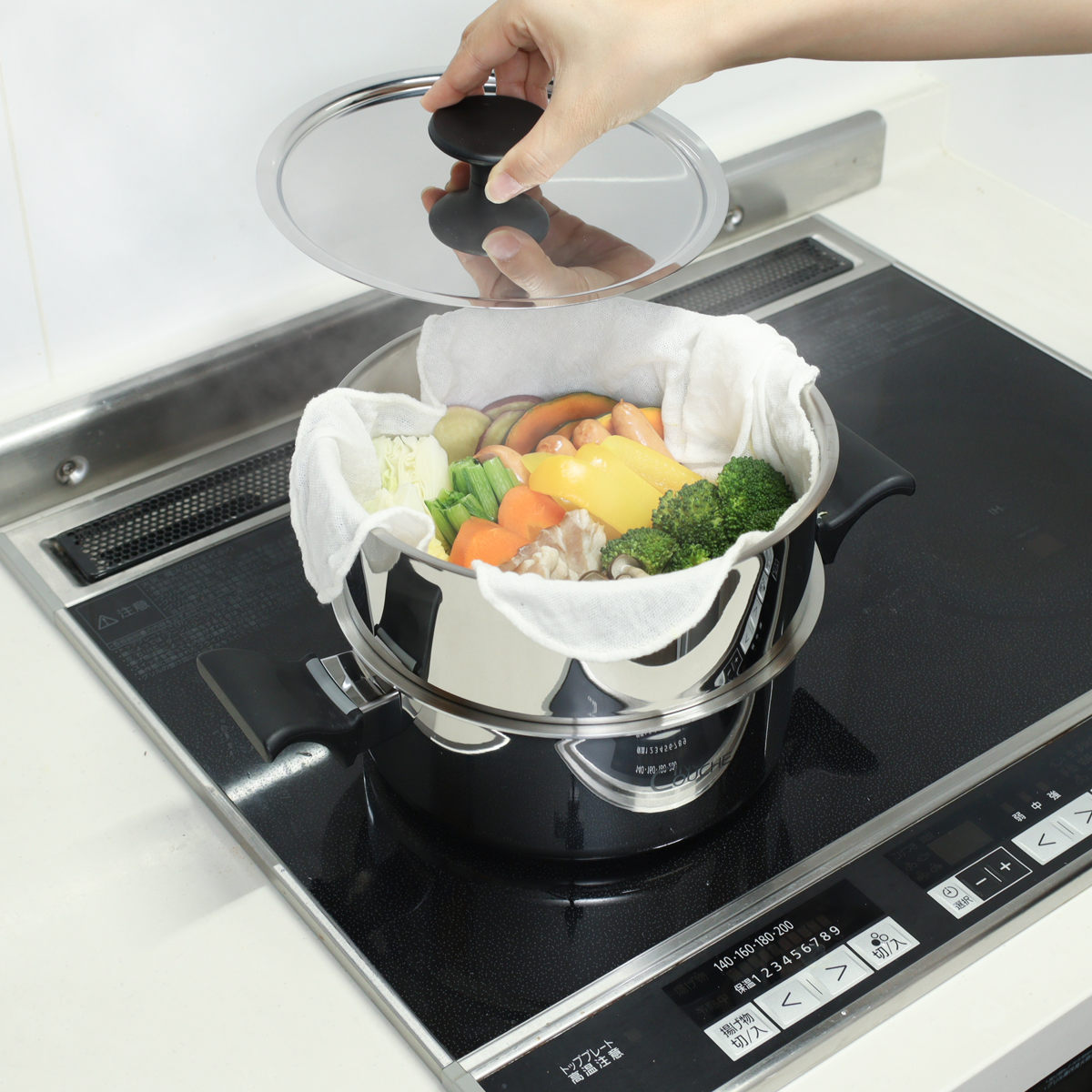 ウルシヤマ金属工業 蒸し器 2段 20cm IH対応 サンク・クーシュ UMIC