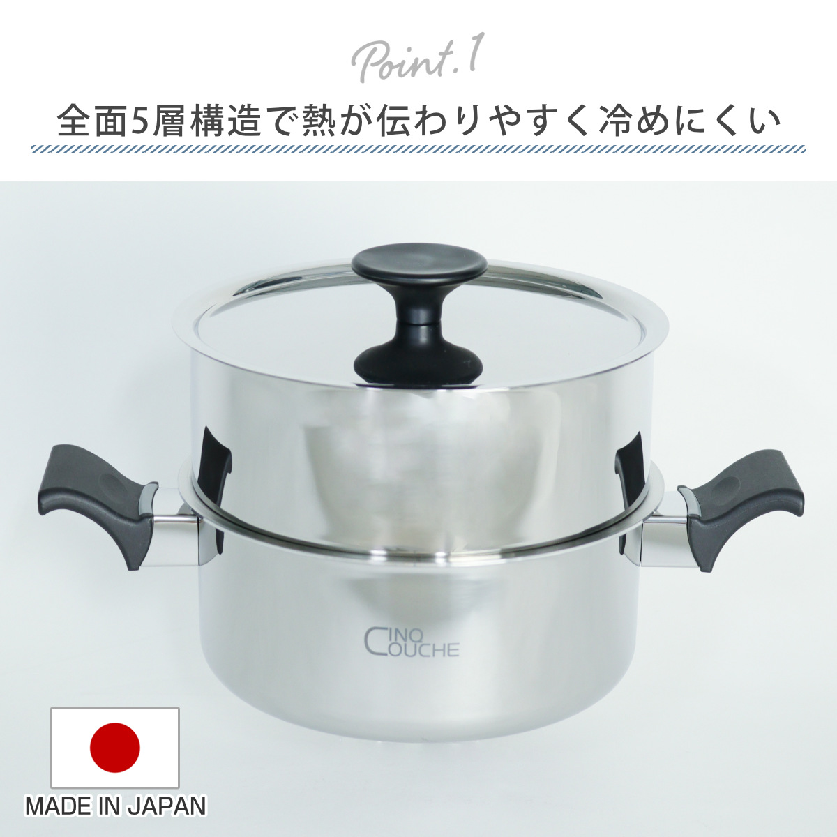 ウルシヤマ金属工業 蒸し器 2段 20cm IH対応 サンク・クーシュ UMIC