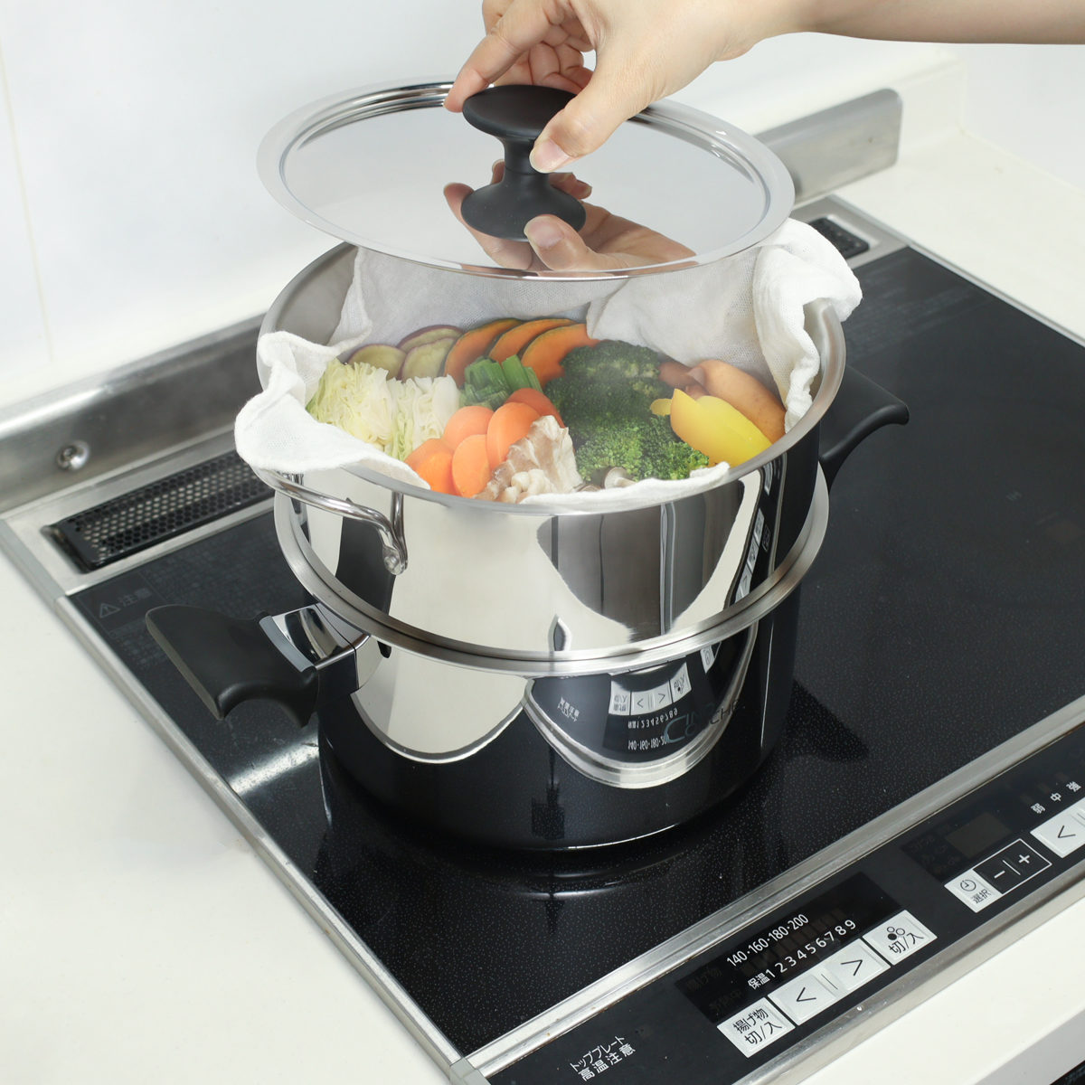 ウルシヤマ金属工業 蒸し器 2段 22cm IH対応 サンク・クーシュ UMIC