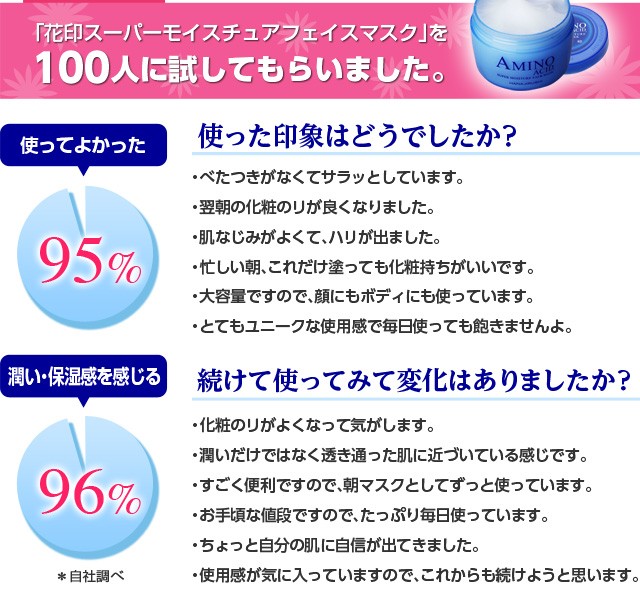 花印 hanajirushi 人気 保湿補水フェイスマスク amino acid 1個でなんと75回分の大容量