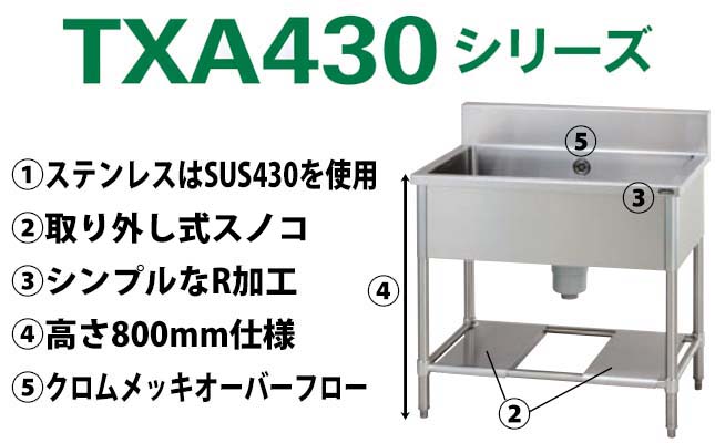 タニコー 二槽シンク TXA-2S-A120 BG有り 業務用 新品 送料無料 : tx-2s-120 : Lキッチンドットコム - 通販 -  Yahoo!ショッピング