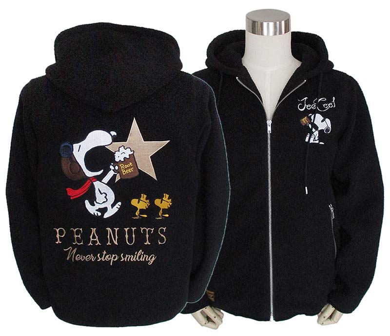 スヌーピー×フラッグスタッフ ボアフリース刺繍パーカー Flagstaff 423079 もこもこ アウター スヌーピー ボア フリース パーカー スウェット SNOOPY フラッグ