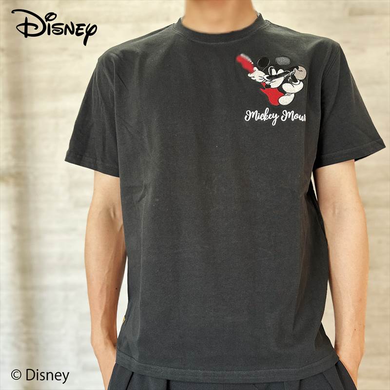 Mickey Mouse　ミッキーマウス　半袖Tシャツ　ラグラン袖　L　ネクタイ chil2｜<ディズニー>ミッキーマウス/ラグラン半袖Tシャツ