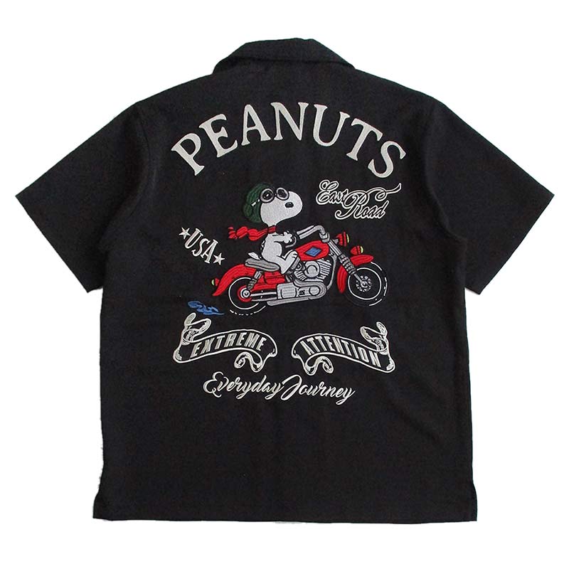スヌーピー SNOOPY メンズ 半袖オープンカラーシャツ ボーリングシャツ