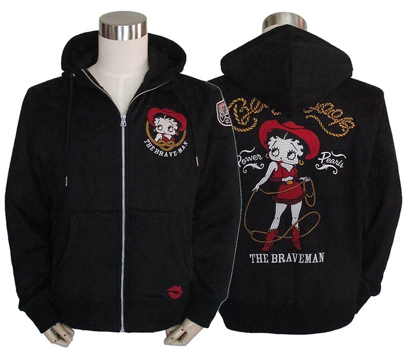 betty様JOYMARKERジップパーカーブラック ベティーブープ ZIPパーカー Betty Boop メンズ レディース The