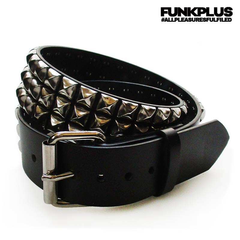 FUNK PLUS ファンクプラス メンズ 鋲ベルト 3連ピラミッド スタッズ