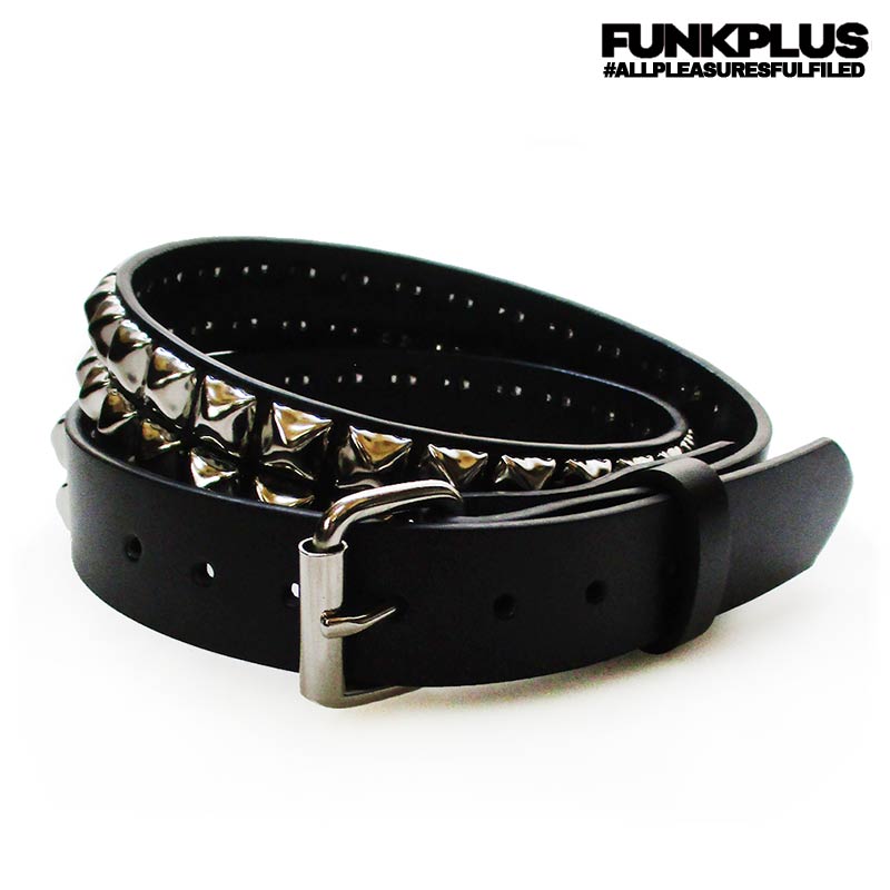 FUNK PLUS ファンクプラス メンズ 鋲ベルト 2連ピラミッド スタッズ