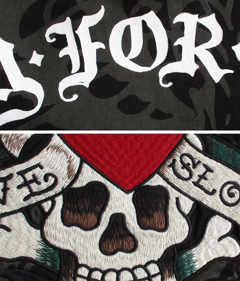 Ed Hardy（エド・ハーディー） 長袖Tシャツ ロンT 刺繍 メンズ