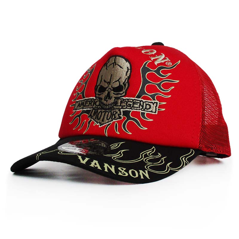 VANSON バンソン メッシュキャップ 帽子 メンズ レディース スカル 刺繍