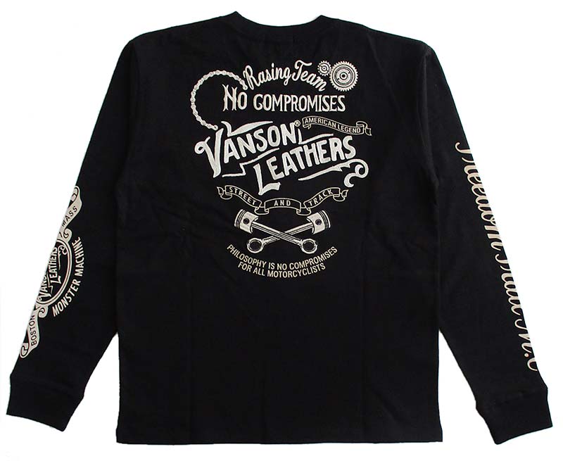 VANSON（バンソン） メンズ 長袖Tシャツ ロンT チェーン刺繍 : LL
