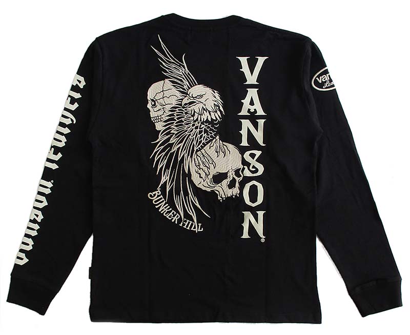 VANSON（バンソン） メンズ 長袖Tシャツ ロンT スカル イーグル 刺繍