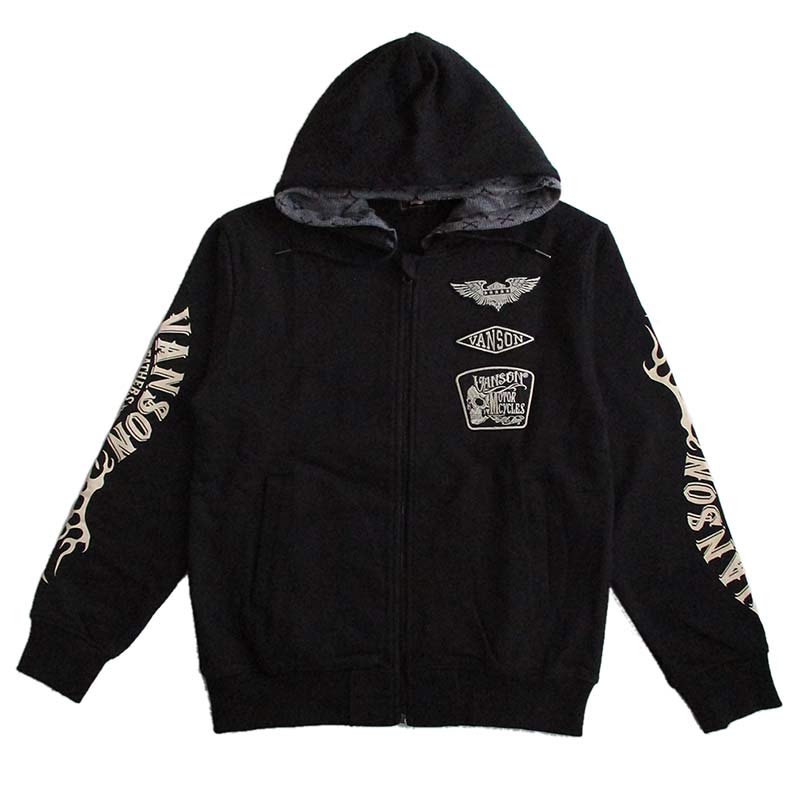 VANSON（バンソン） メンズ ストール付き ZIPパーカー スウェット 刺繍