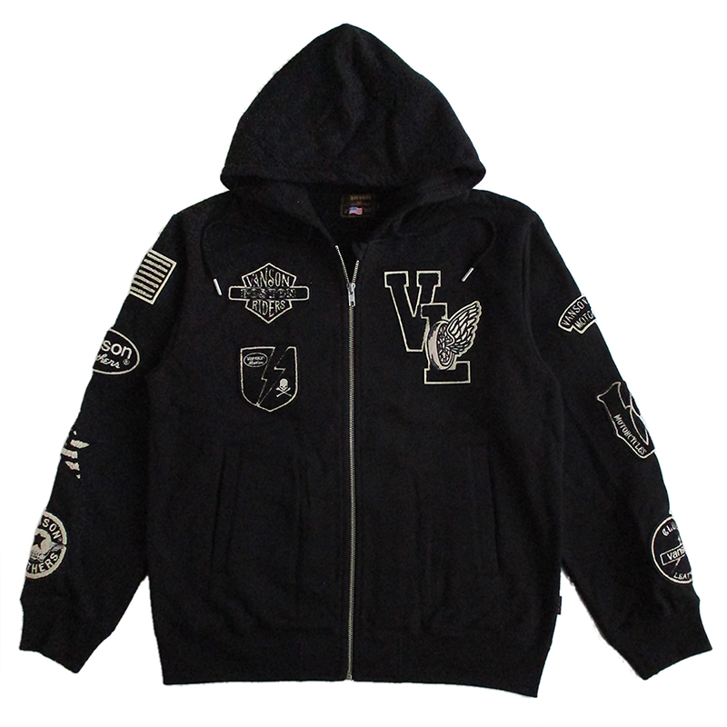 VANSON（バンソン） メンズ ZIPパーカー スウェット さがらワッペン