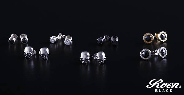 Roen（ロエン） スタッドピアス Roen BLACK ロエンブラック シルバー