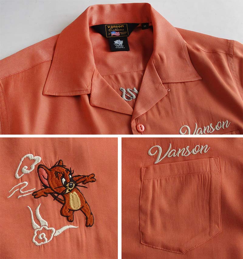 VANSON（バンソン） ボーリングシャツ トムとジェリー メンズ レーヨン