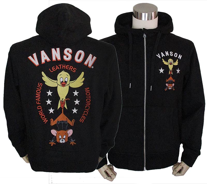 VANSON トムとジェリー バンソン 起毛ボンディング 裏ボアZIP