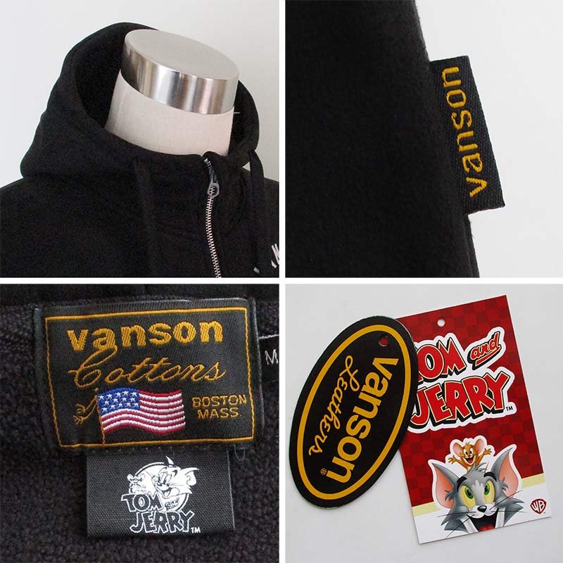 VANSON トムとジェリー バンソン 起毛ボンディング 裏ボアZIP