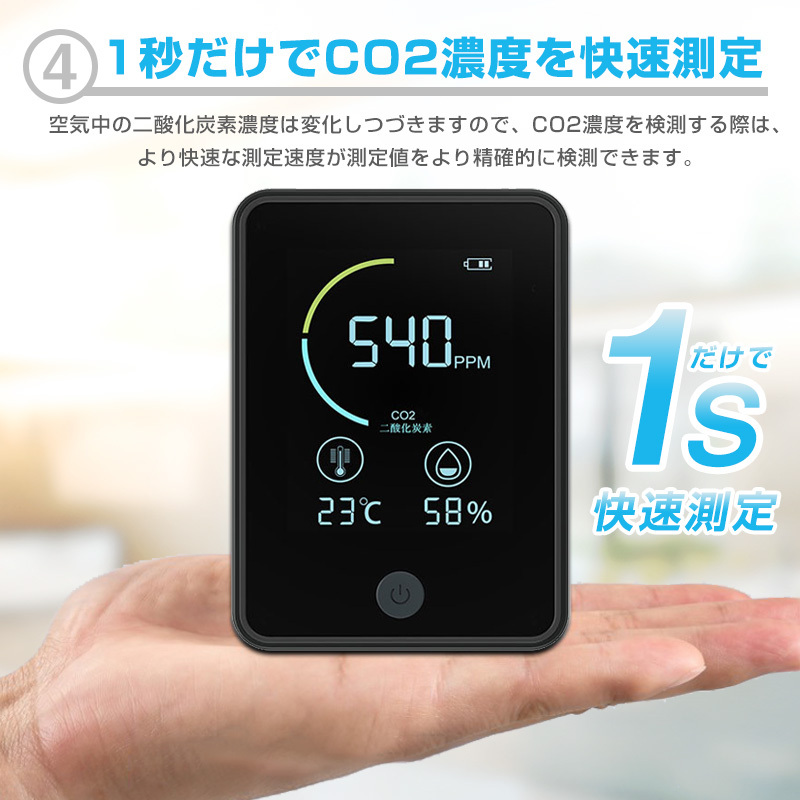 【5個セット】 CO2センサー 二酸化炭素濃度計測器 日本語画面表示 