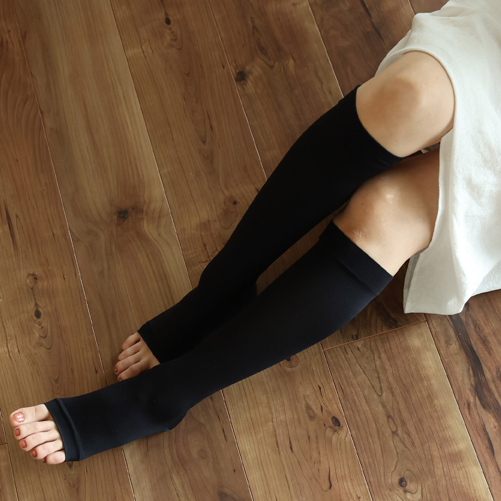 日本製 医療用 着圧ソックス 弾性ストッキング レディース メンズ ブラック ベージュ 飛行機 高齢者 つま先なし 足のむくみ |  | 10