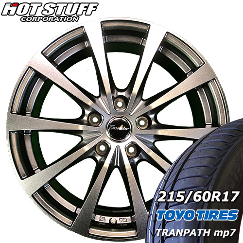 【2023年 トーヨー TRANPATH mp7 215/60R17】【HOT STUFF Exceeder E03 ダークシルバー 17×7.0J IN38 5H PCD114.3】新品 タイヤ ホイール 17インチ :EHOT 60:タイヤショップツーエル