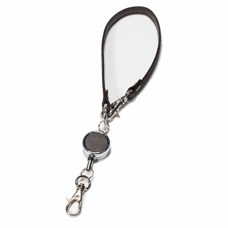 本革 リール付きショートストラップ レザー おしゃれ かわいい シンプル IDカード 延長リール NM310 |  | 02