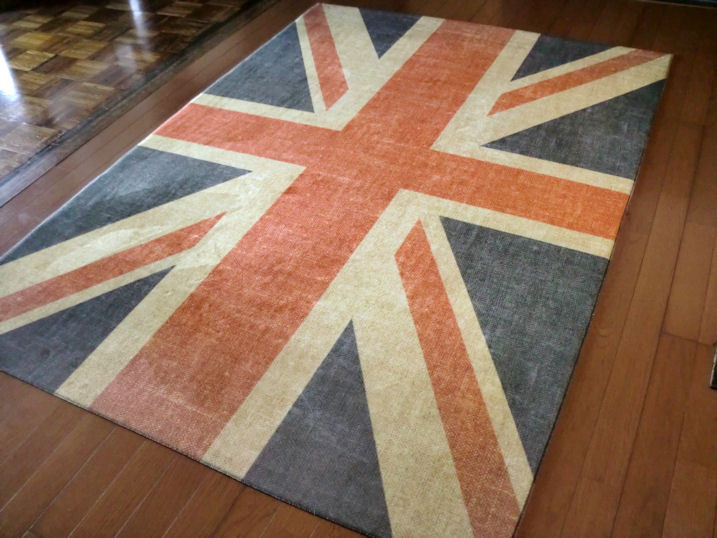 セール大人気ユニオンジャック UNION JACK ラグ ラグマット 日本製 国産 洗える 100×140 約 1畳 イギリス国旗 モケット織 滑り止め ホットカーペット ラグ一般