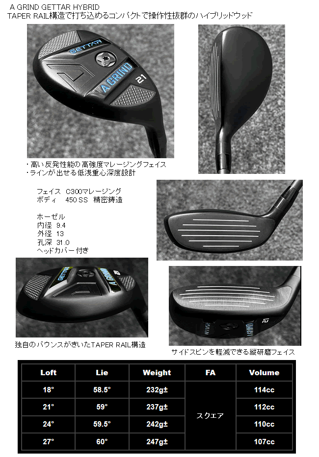 Aデザインゴルフ Aグラインド ゲッターハイブリッド ツアーAD U  