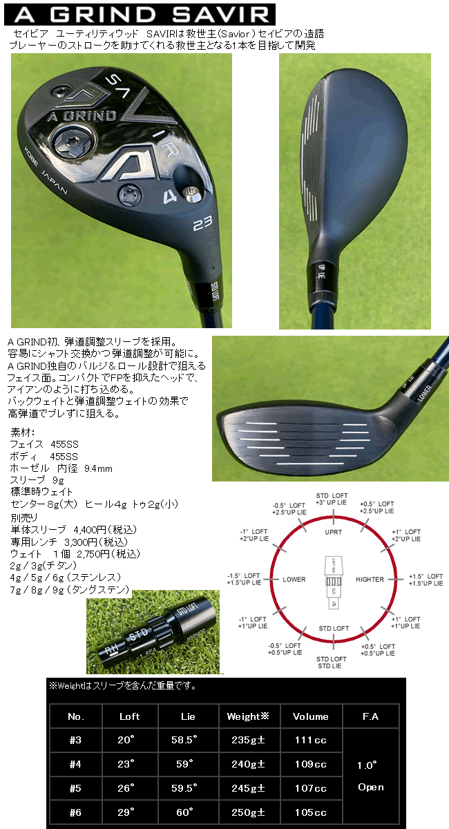 Aデザインゴルフ Aグラインド SAVIR(セイビア) ユーティリティ