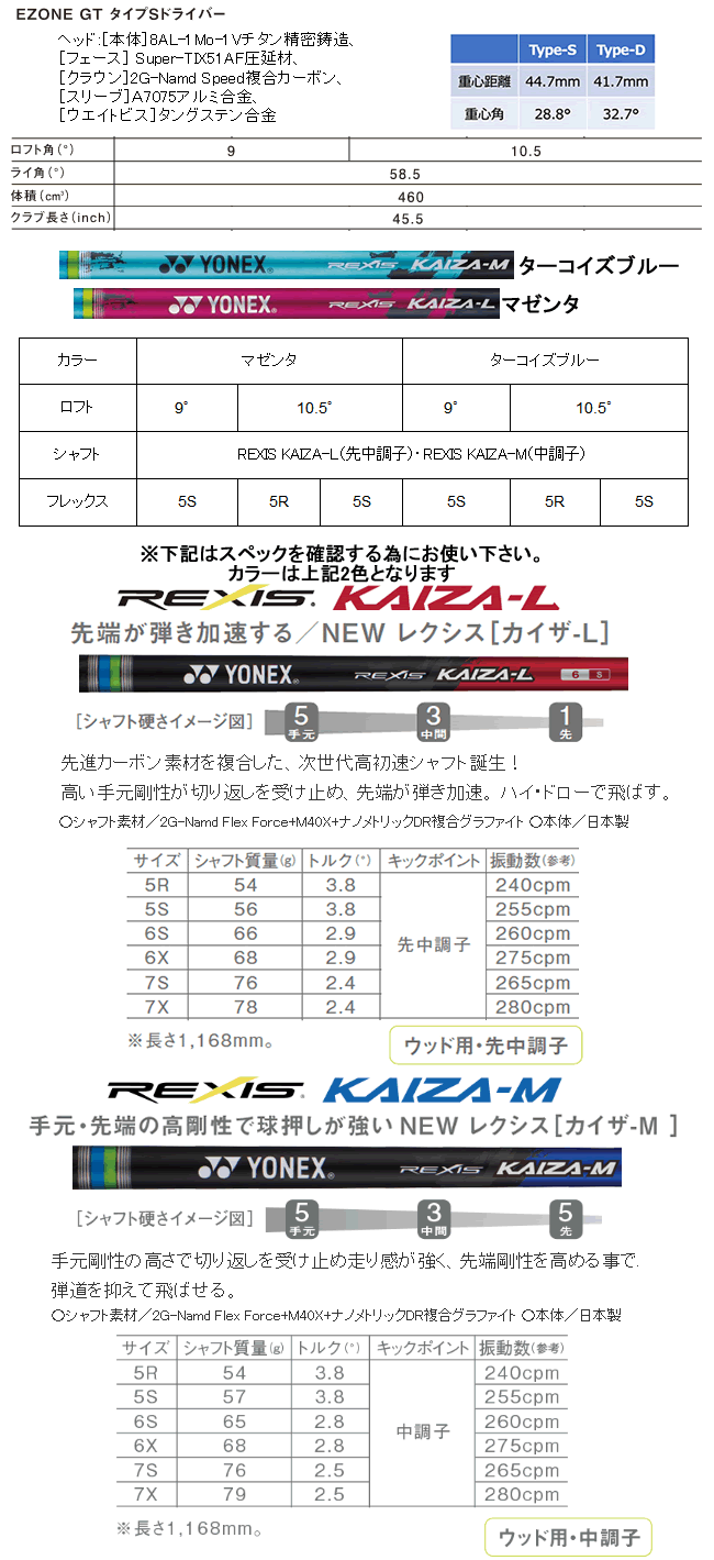 YONEX ヨネックス イーゾーン GT タイプS ドライバー マゼンダ