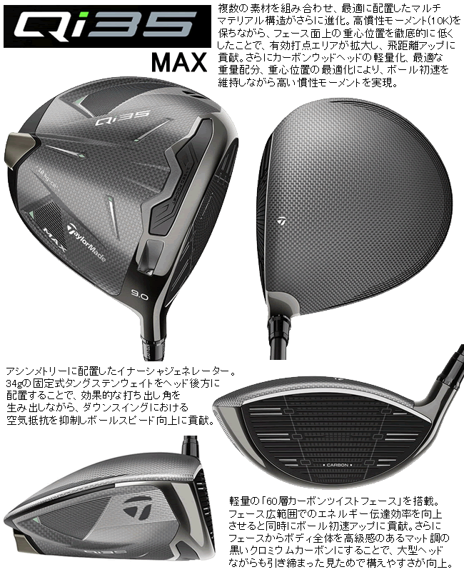 【予約販売品】 TaylorMade レフティ ドライバー MAX Qi35 テーラーメイド クラブ