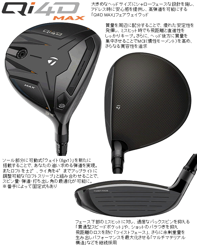 TaylorMade（テーラーメイド） 先行予約 Qi4D MAX フェアウェイウッド