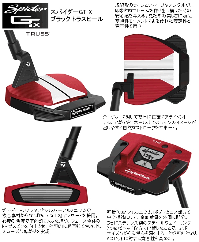 テーラーメイド スパイダー GTX レッド パター TM2 トラスセンター