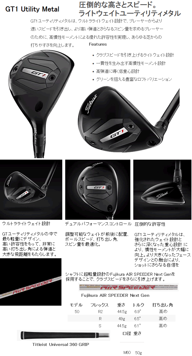 Titleist タイトリスト GT1 ユーティリティメタル Fujikura AIR
