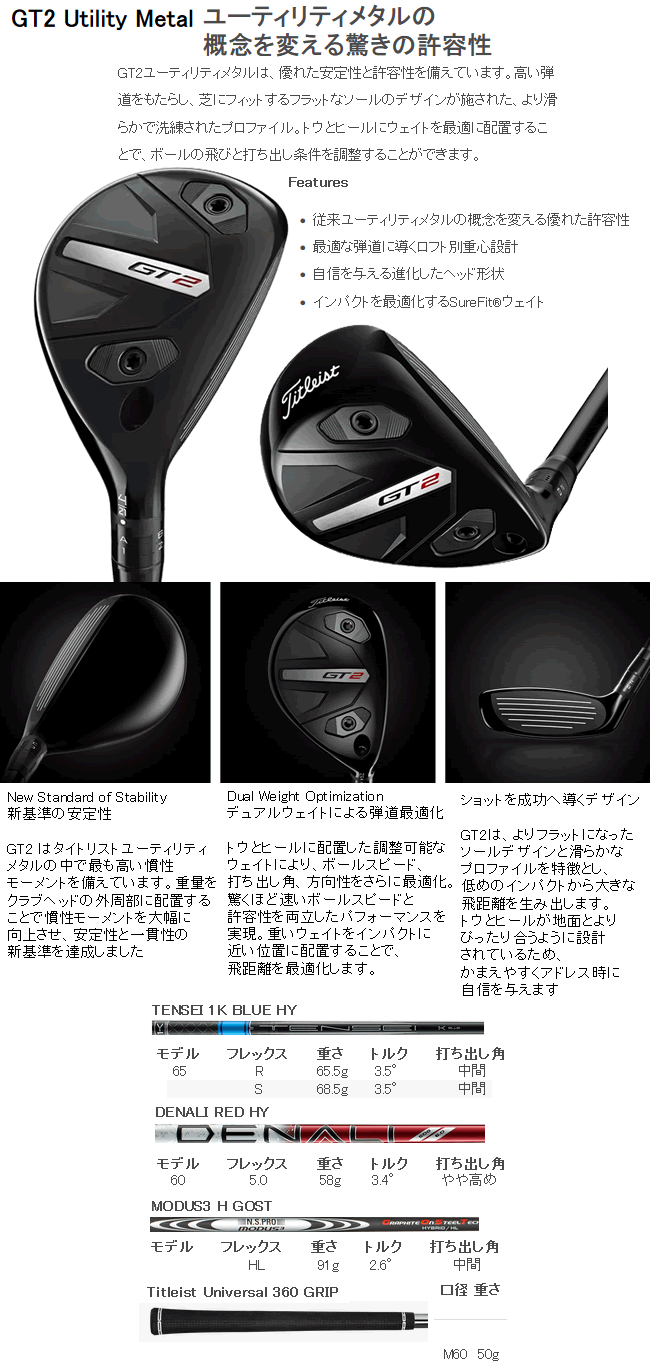 Titleist タイトリスト GT2 ユーティリティメタル MODUS3 H GOST Titleist タイトリスト GT2 ユーティリティメタル MODUS3 H GOST