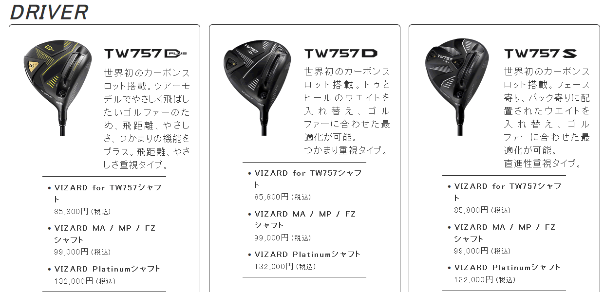 ホンマ TW757 タイプD プラス ドライバー VIZARD PT 6/5/4